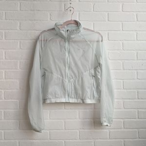 NIKE CROPPED RUNNING JACKET (transparent, packable, light teal/blue, medium)